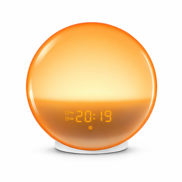 Sunrise Alarm Clock Wake up Light Clock Sunrise/Sunset Simulation Digital Clock with Night Light FM Radio Desk Clocks — hero white