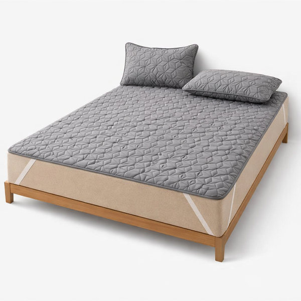Waterproof Mattress Topper with Elastic Band Quilted Protector Pad Bedspread Winter Mattress Cover for Single/Double Bed 140/160 — hero white