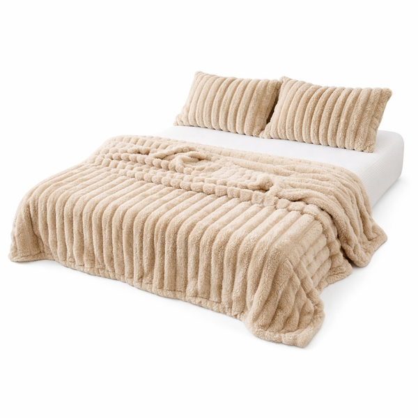 Solid Color Thickened Wide Striped Multifunctional Blanket, Can Be Used as Bed Sheet Cover Blanket, Nap Blanket, Pet Blanket — hero white