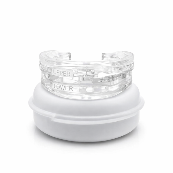 New Anti-Snoring Mouthguard Teeth Bruxism Mouthguard Improves Sleep Teeth Bruxism Sleep and Apnea Device — hero white