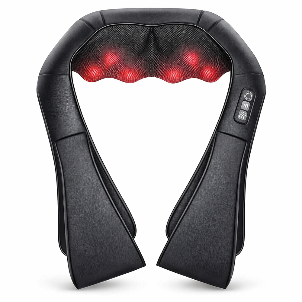 Shiatsu Neck and Shoulder Massager Heated Back Massager U Shape Deep Kneading Electric Massage Pillow for Neck Waist Leg Body — hero white