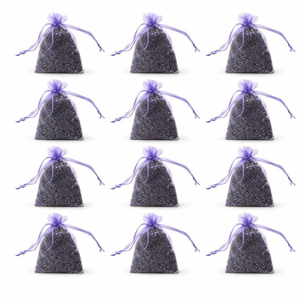12 Pcs Dried Lavender Sachets Drawers Freshener for Drawers and Closets for Fresh Scents Closet Deodorizer Freshener Dur — hero white