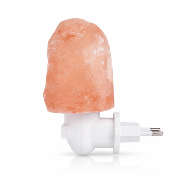 Himalayan Salt Wall Bedside Lamp, Natural Crystal, Hand Carved Night Light, Home Decor, Air Purifying Release, Negative Ions — hero white