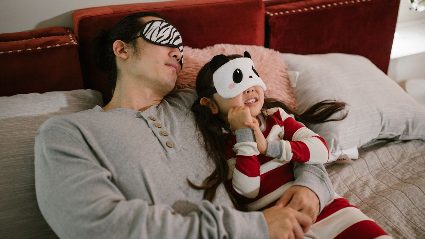 Person wearing a sleep mask