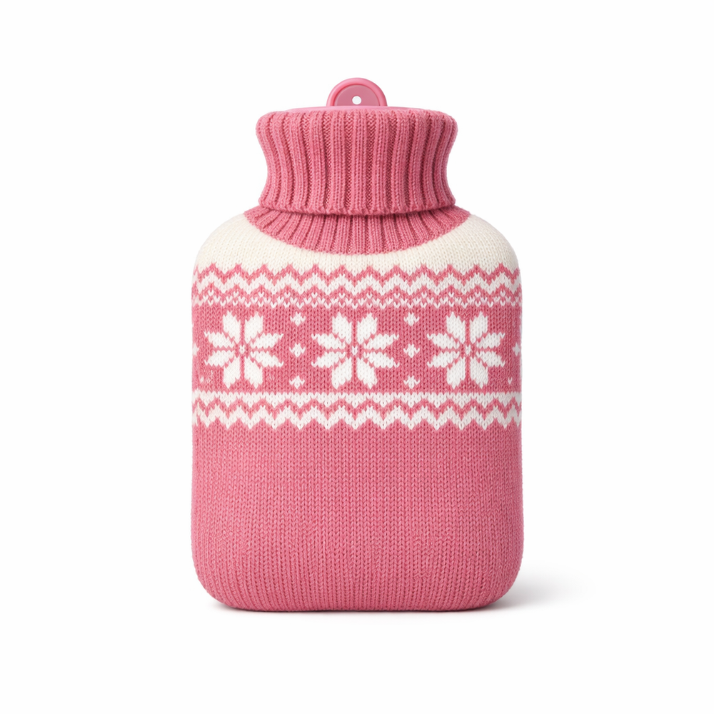 1/2L Hot Water Bottle with Knitted Cover Large Capacity Hot Water Bag for Female Warm Belly Hands Inject Water Hot Water Bag — hero white