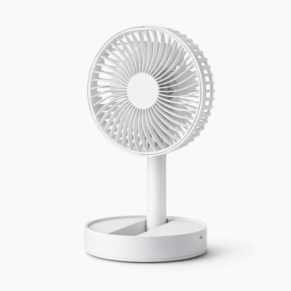 USB Foldable Fan with 4 Speeds ＆ Timing,Battery Operated Mini Fan for Bedroom, Indoor or Outdoor,Table Fan — hero white