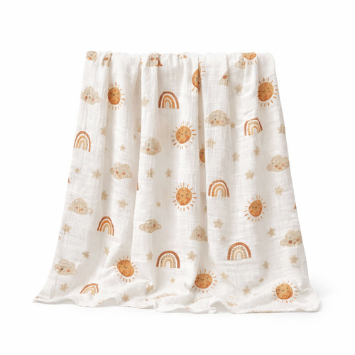 Soft & Breathable Gauze Swaddle Blanket - 120X110Cm Bamboo Cotton for Ultimate Comfort and Security — hero white