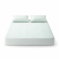1P Cooling Bamboo Fiber Fitted Sheet, Breathable Mattress Protector Cover with Deep Pocket for Summer — hero white