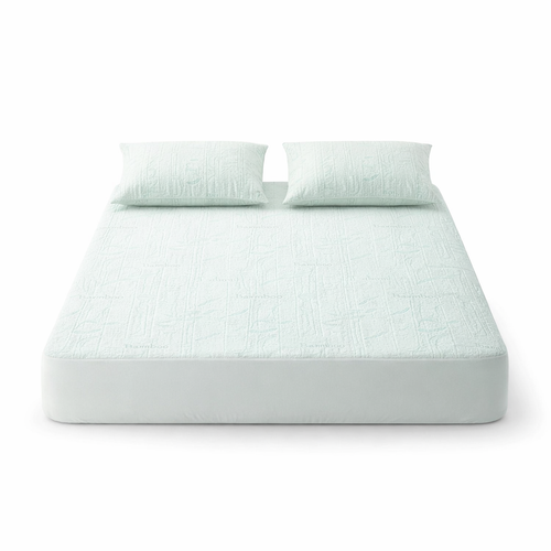 1P Cooling Bamboo Fiber Fitted Sheet, Breathable Mattress Protector Cover with Deep Pocket for Summer — hero white