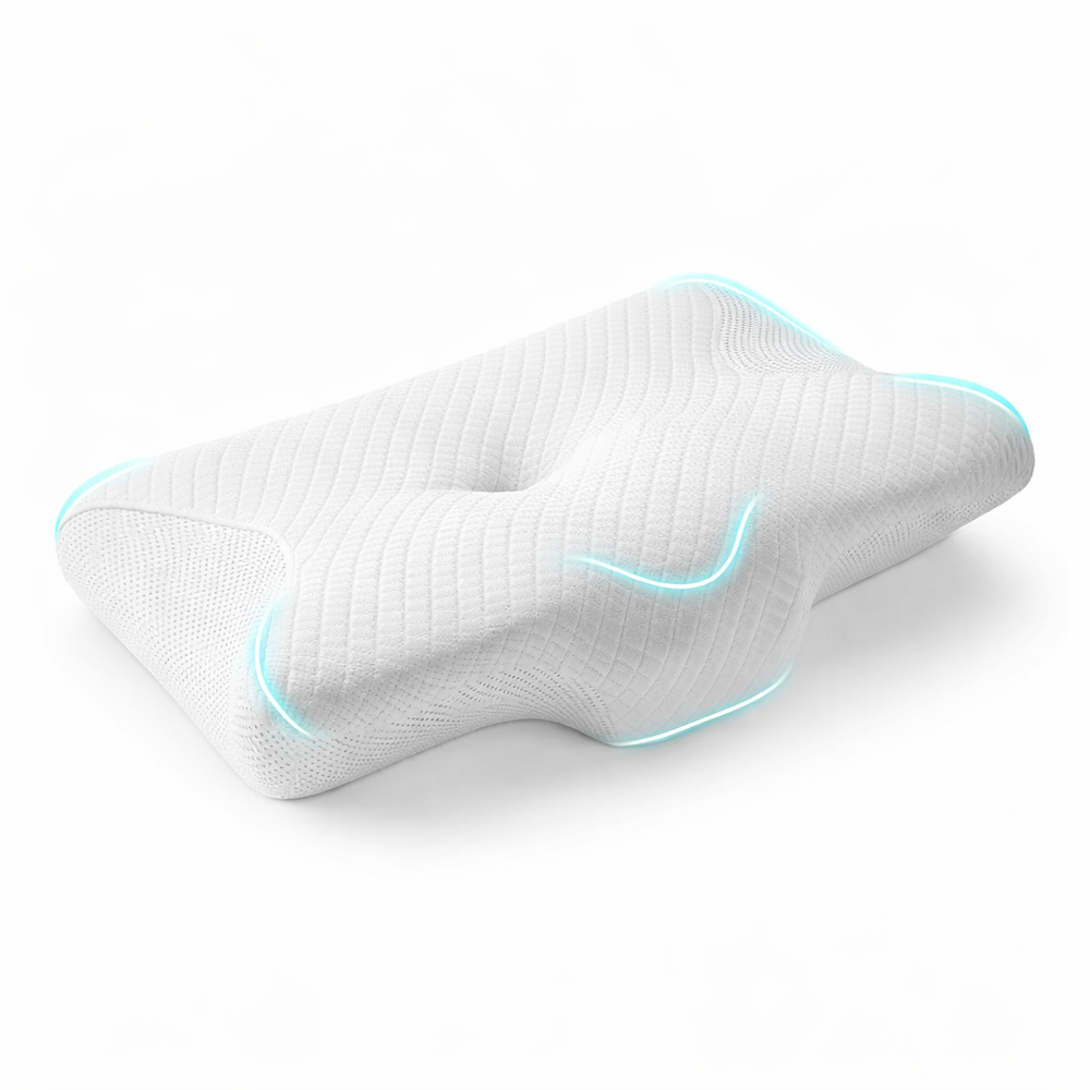 Memory Foam Pillow Core Ergonomic Ice Silk Adult Memory Cotton Neck Support Pillow — hero white