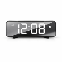 Electronic Alarm Clock Noiseless Design Digital LED Large Display Mirror Electronic Clock Digital Alarm Clock LED Mirror Clocks — hero white