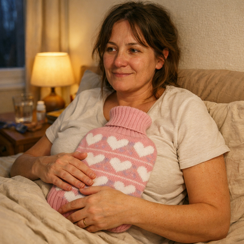 1/2L Hot Water Bottle with Knitted Cover Large Capacity Hot Water Bag for Female Warm Belly Hands Inject Water Hot Water Bag — lifestyle