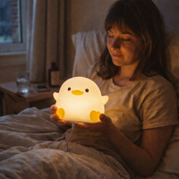 Cute Duck Cartoon Animals Silicone Lamp LED Night Light for Children Kid Touch Sensor Timing USB Rechargeable for Birthday Gift — lifestyle