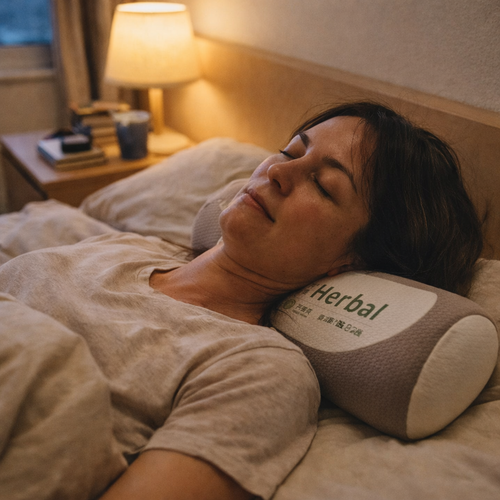Cylindrical Buckwheat Pillows Breathable Anti-Arch Cervical Vertebra Pillow Correction Traction Pillow Core for Neck Pain Relief — lifestyle