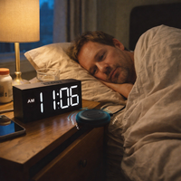 Vibrating Alarm Clock 7.5'' Large Display LED Clock Loud Alarm Clock with Bed Shaker for Heavy Sleepers Hearing Impaired — lifestyle