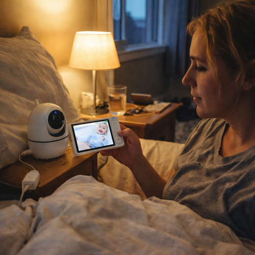 Wireless 5.0 Inch Baby Monitor with Pan Tilt Camera Night Vision Two-Way Audio VOX Wake-Up USB Charging Security Babysitter — lifestyle
