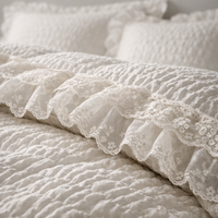 3Pcs Korean Lace Bedding Set Seersucker Duvet Cover Set (1*Duvet Cover + 2*Pillowcase, without Core)For Bedroom Guest Room — detail