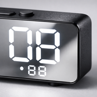 Electronic Alarm Clock Noiseless Design Digital LED Large Display Mirror Electronic Clock Digital Alarm Clock LED Mirror Clocks — detail