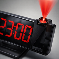 180° Arm Projection Alarm Clock Time Temperature USB Plug-In Digital Alarm Clock Snooze Table Clock 12/24H Projector LED Clock — detail