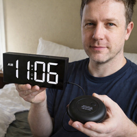 Vibrating Alarm Clock 7.5'' Large Display LED Clock Loud Alarm Clock with Bed Shaker for Heavy Sleepers Hearing Impaired — scale