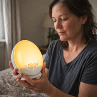 Wake up Light Alarm Clock with Sunrise/Sunset Simulation Dual Alarms FM Radio Nightlight 7 Colors Natural Sounds Snooze — scale