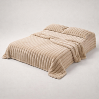 Solid Color Thickened Wide Striped Multifunctional Blanket, Can Be Used as Bed Sheet Cover Blanket, Nap Blanket, Pet Blanket — angle