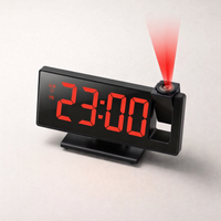 180° Arm Projection Alarm Clock Time Temperature USB Plug-In Digital Alarm Clock Snooze Table Clock 12/24H Projector LED Clock — angle