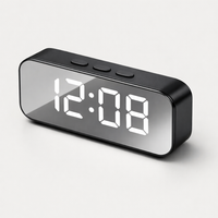 Electronic Alarm Clock Noiseless Design Digital LED Large Display Mirror Electronic Clock Digital Alarm Clock LED Mirror Clocks — angle