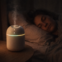 270ML USB Air Humidifier with Cool Mist Aroma Diffuser LED Night Light and Power-Off Protect Feature for Home and Office — night use