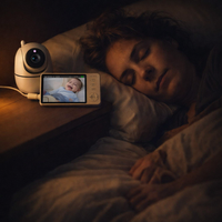 Wireless 5.0 Inch Baby Monitor with Pan Tilt Camera Night Vision Two-Way Audio VOX Wake-Up USB Charging Security Babysitter — night use