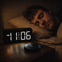 Vibrating Alarm Clock 7.5'' Large Display LED Clock Loud Alarm Clock with Bed Shaker for Heavy Sleepers Hearing Impaired — night use