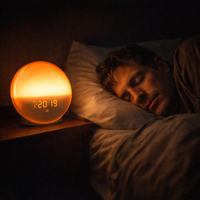 Sunrise Alarm Clock Wake up Light Clock Sunrise/Sunset Simulation Digital Clock with Night Light FM Radio Desk Clocks — night use